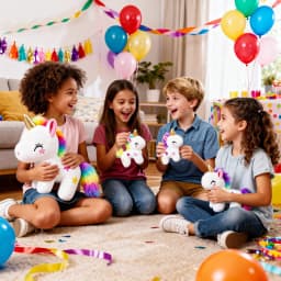Dolizu 4-Pack Unicorn Plush Set: 1 large 11.8in + 3 small 4in unicorns. Ideal for kids’ play, bedtime and gifts for all ages - Thumbnail 4