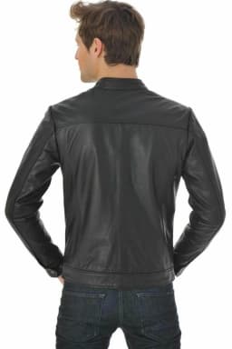 Noora Leather Jacket Men's Genuine Stylish & Fashionable Black Smart Fit NI-59 - Thumbnail 2