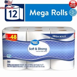 CIRCLE- Soft Strong 2-Ply Toilet Paper Mega Roll 12 Count Septic Safe Absorbent Domestic - Thumbnail 1