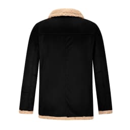 Bazeneo Mens Leather Jacket Winter Faux Shearling Bomber Jackets Fleece Warm Faux Leather Jacket Vintage Lapel Collar Aviator Jackets Button Up Classic Fit Outwear with Pockets - Thumbnail 4