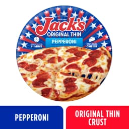 Jack's Frozen Meat Pizza, Pepperoni and Cheese, Original Thin Crust Pizza for Grilling, 14.3 oz (Frozen) - Thumbnail 1