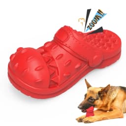 PcEoTllar Dog Toys for Aggressive Chewers Large Breed, Slipper Shape Squeaky Dog Chew Toys for Aggressive Chewers Puppies Medium Large Dogs, Red - Thumbnail 1