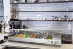 KoolMore 71 in. Eight Pan Refrigerated Countertop Condiment Prep Station - Thumbnail 7