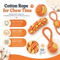 MGEZCOO Durable Dog Toys for Aggressive Chewers - Rope Chew Toys for Dogs - 8 Pack Interactive & Safe Chew Toys for Small & Large Dogs - Fun - Thumbnail 8