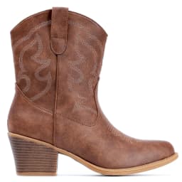 Cowboy Boots for Women Wide Suede Ankle Western Cowgirl Boots Mid Calf Pointed Toe Short Chunky Classic Booties - Thumbnail 3