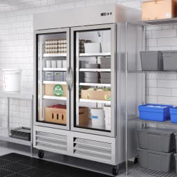 54 in. Commercial Two Glass Door Convertible Reach-In Refrigerator/Freezer with 49 Cu. Ft. Capacity in Stainless Steel, ETL Listed (KM-RIC-2DGD) - Thumbnail 5