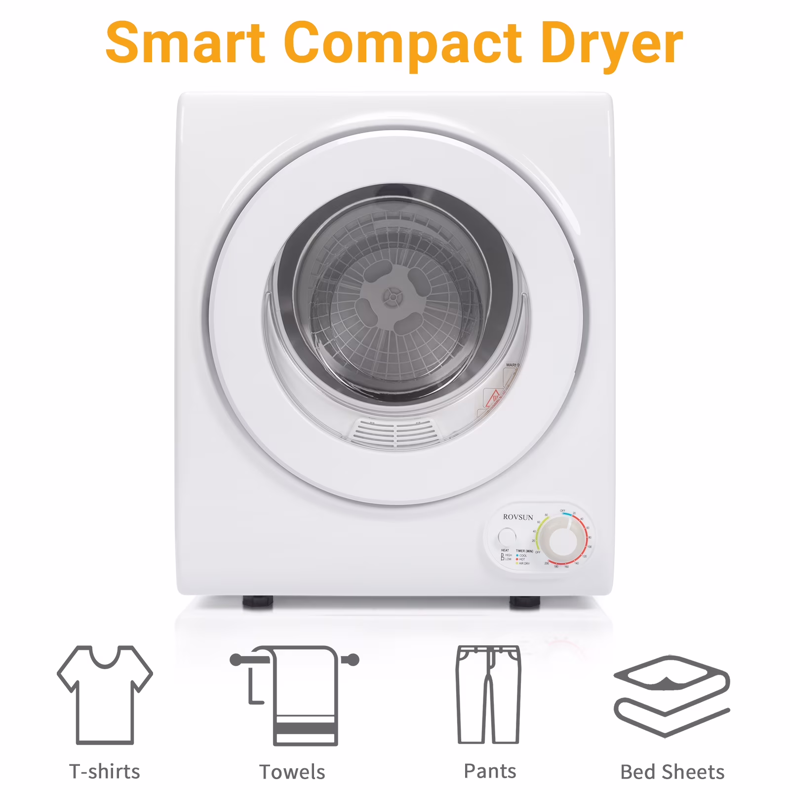 RovSun 110V White Stainless Steel Electric Tumble Dryer - Thumbnail 3