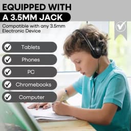 RHEA- Kids Headphones Bulk 5 Pack For School Classroom Student,Black Wholesale Childre - Thumbnail 4