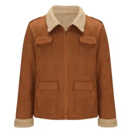 Faux Leather Jacket Mens Fur Shearling Neck Winter Warm Zip Up Motorcycle Coat Waterproof Windproof Trucker Pu Moto Coats Mens Lightweight Jackets Brown Xxl - Thumbnail 4