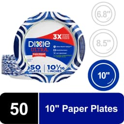 Dixie Ultra Disposable Paper Plates, 10", Multi-Color, 50 Count - Thumbnail 1