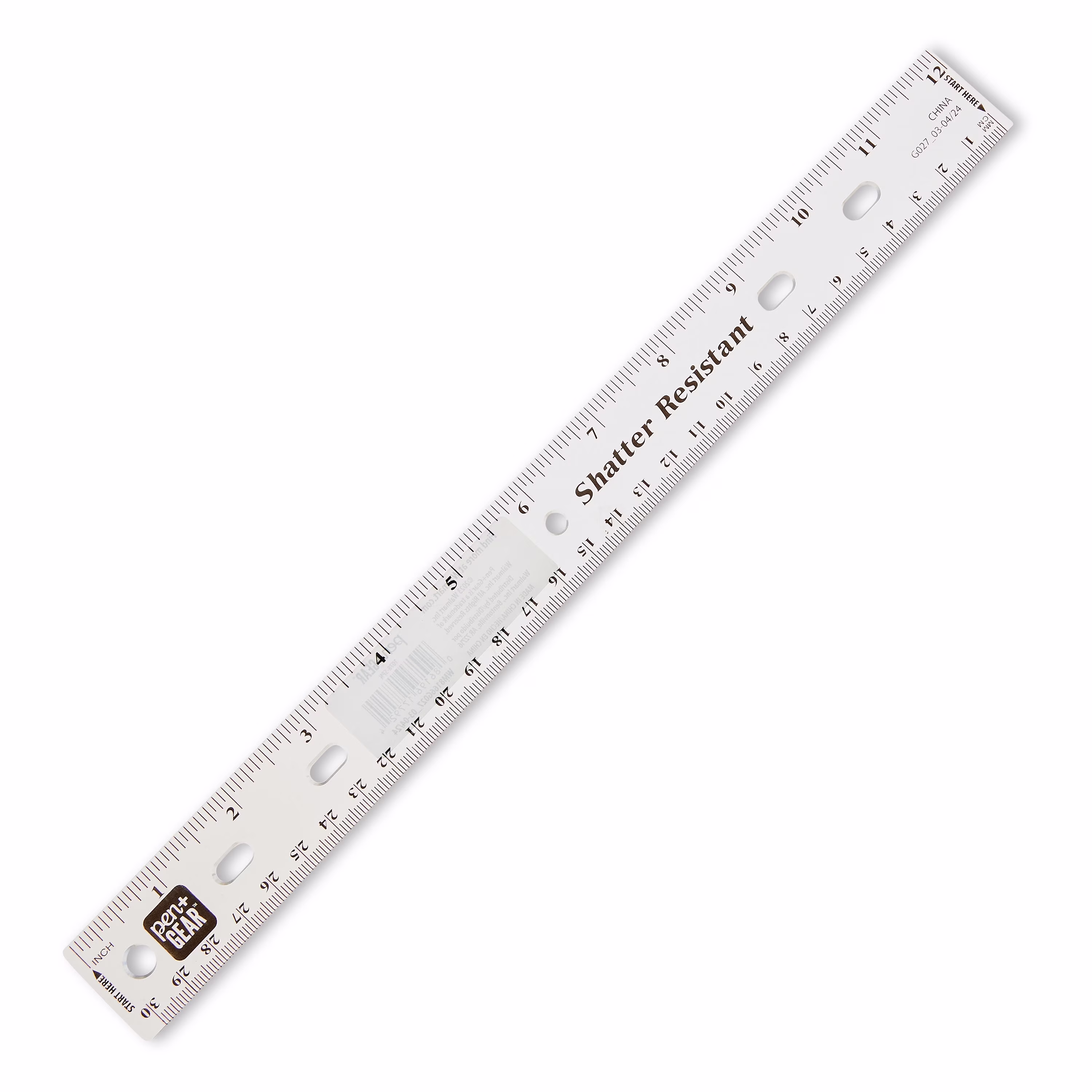 Pen+Gear 12" Plastic Ruler – Clear, Bulk pack Available , recommend for Middle School, High School, College - Thumbnail 1