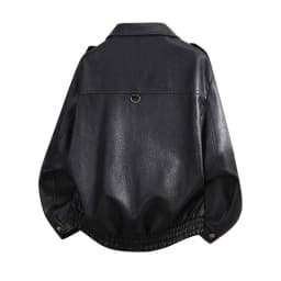 IYTR Men's Faux Leather Jackets Zip‑Up Lapel Collar Long Sleeve Outerwear Vintage Relaxed‑Fit Coats with Elastic Cuffs for Everyday Casual Street,Size:S-XXL - Thumbnail 3