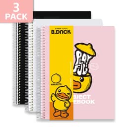 Comix 1 Subject Notebook,3-Pack College Ruled Spiral Notebook with Pocket Dividers 11"x 8.5", 70 Sheets,Black White Pink - Thumbnail 1