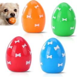 4 Pack Soft Bouncing Easter Egg Dog Toys with Squeaker, Durable Flexible Puppy Teething Chew Orbs, Indoor Outdoor Interactive Throw Fetch Balls - Thumbnail 7