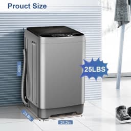 Kcpolre Portable Washing Machine, 25 lbs Full Automatic Washer with 10 Programs & 8 Water Levels, Top Load Clothes Washing Machines with LED Display - Thumbnail 3