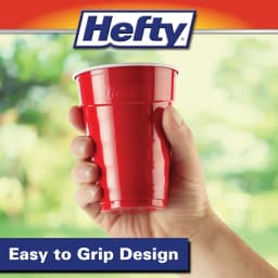 (8 pack) Hefty Party On Disposable Plastic Party Cups, Red, 18 oz., 50 Count - Thumbnail 3