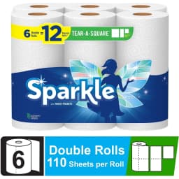 Sparkle Tear-a-Square Paper Towels, 6 Double Rolls - Thumbnail 1