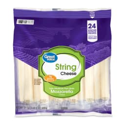 Great Value Low-Moisture Part-Skim Mozzarella String Cheese, 24 oz Bag, 24 Count - Thumbnail 1