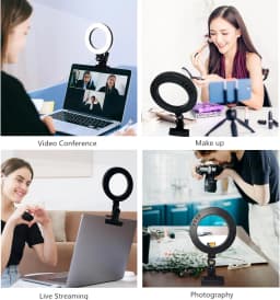 6.3″ USB Clip-On Ring Light with Clamp Mount, 3 Light Modes & 10 Brightness Levels for Laptop, Monitor, Webcam, Vlogging, Streaming, Zoom & Makeup - Thumbnail 4