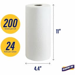 Genuine Joe 2-Ply Household Roll Paper Towels - 4.40 x 11 Inches - 200 Sheets Per Roll - White - Perforated for Kitchen, Multipurpose - 24 Rolls Per - Thumbnail 6