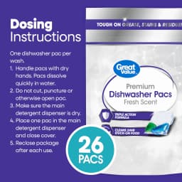Great Value Premium Dishwasher Pacs, Fresh Scent, 26 Count - Thumbnail 4