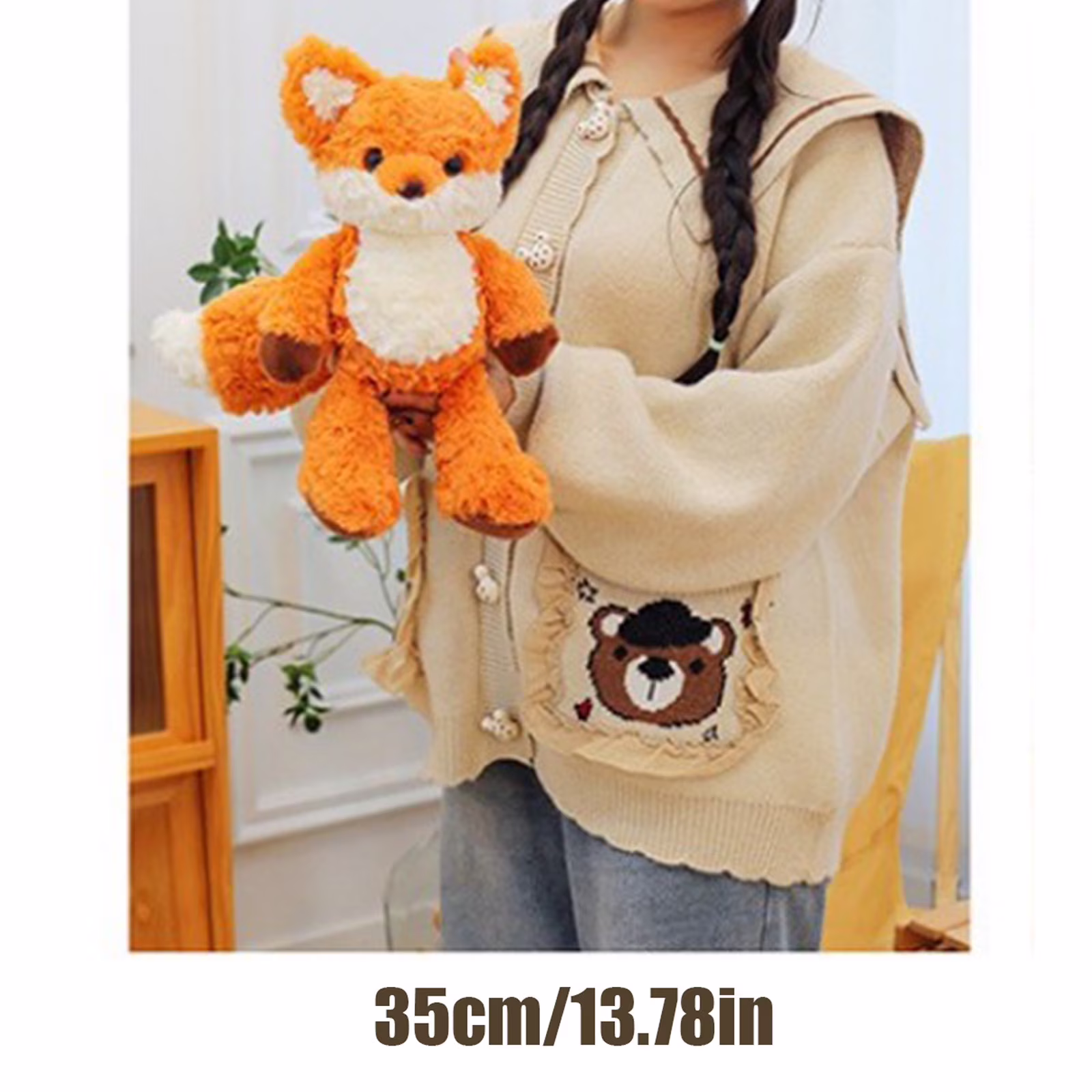 Adorable Plush Fox Stuffed Animal Toy Soft and Cuddly Fox Plushie for Kids and Adults, Perfect Gift for All Ages - Thumbnail 4