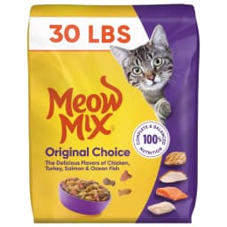 Meow Mix Original Choice Dry Cat Food, All Life Stages, Chicken, Turkey, Salmon & Ocean Fish Flavors, 30 lb Bag - Thumbnail 1