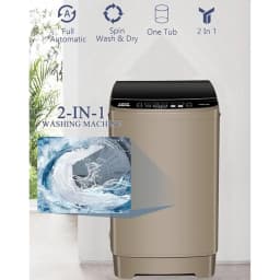 Top Load Washing Machine 17.7 lbs Full Automatic Clothes Washer with 10 Programs & 8 Water Levels for Apartment,Bathroom, Gold - Thumbnail 2