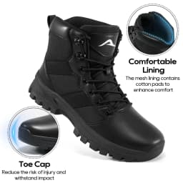 MeMoride Men's Waterproof Hiking Boots Non-Slip Lightweight Mid Ankle Outdoor Work Trekking Shoes - Thumbnail 5