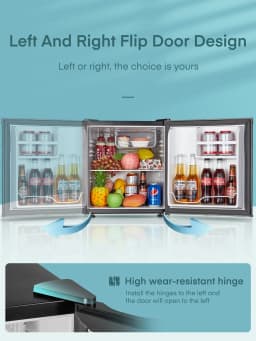 1.6 Cu. ft Fridge with Freezer for Bedroom, Refrigerator for Office, Black - Thumbnail 3