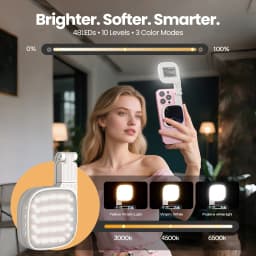 Cshidworld Portable Selfie Light with Mirror, 360° Magnetic, 1000mAh Rechargeable, 48 LED, 3 Modes, 10 Brightness, CRI 80, for Phone, Makeup, Live - Thumbnail 7