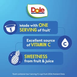 Dole Fruit Bowls Pineapple Tidbits in 100% Fruit Juice, 4 oz Cups (4 Pack) - Thumbnail 2