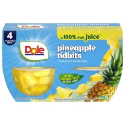 Dole Fruit Bowls Pineapple Tidbits in 100% Fruit Juice, 4 oz Cups (4 Pack) - Thumbnail 1
