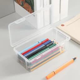 UALSRZL Extra Large Pencil Case, Clear Plastic Pencil Box with Snap Lid, Stackable Organizer for Pens, Markers, Crayons, Stickers & Arts Supplies - Thumbnail 5