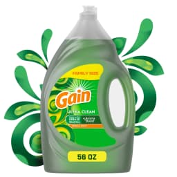 Gain Ultra Dishwashing Liquid, Original Scent, 56 fl oz, Powerful Grease Cleaner - Thumbnail 2