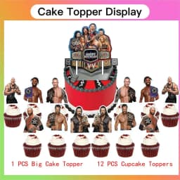 Wrestling Birthday Cups Party Supplies Plates Fans Decorations Cake Topper Decor - Thumbnail 5