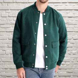 Maoxin Men's Coats and Jackets Men's Lapel Leather Jacket Casual Loose Men's Leather Jacket Solid Color Long Sleeved Hooded Casual Jacket/jacket Green S - Thumbnail 1