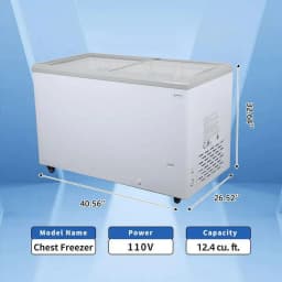 NAFCOOL 12.4 Cu. Ft Horizontal Freezer - Commercial Refrigerator, Glass Door Refrigerator, LED Lighting, White - Thumbnail 2