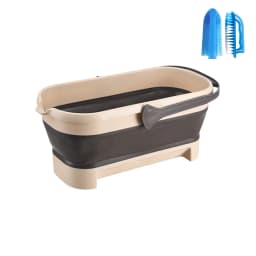 yeiolnoer Foldable Bucket Collapsible Space Saving Portable Cleaning Pail with Handle Pour Spout Long Lasting TPR and Plastic Base Multiuse for Home - Thumbnail 2