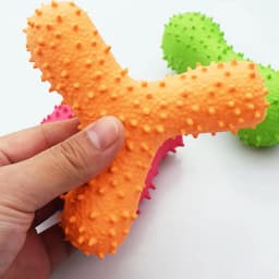 Visland Dog Chew Toy Flat Bones Shape Squeaky, Durable Natural Rubber Dog Teeth Cleaning Toothbrush for All Aggressive Chewers Small/Medium/Large - Thumbnail 3