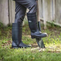 HISEA Men's Rain Boots with Steel Shank, Waterproof Rubber Protective Footwear, Seamless PVC Rainboots Non-Steel Toe Outdoor Work Boots, Durable Garden Fishing Tall Kneed Boot, Size 10 Black - Thumbnail 5