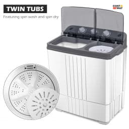 Costway Twin Tub 20Lbs Top Load Washing Machine with Gravity Drain - Thumbnail 5