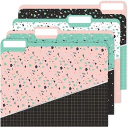 JAM File Folders, Pink and Green Confetti Pattern, 11.5 x 9, 4/pack - Thumbnail 1