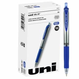 uni-ball® Signo Gel RT™ Retractable Pens, Medium Point, 0.7 mm, Silver Barrel, Blue Ink, Pack Of 12 Pens - Thumbnail 3