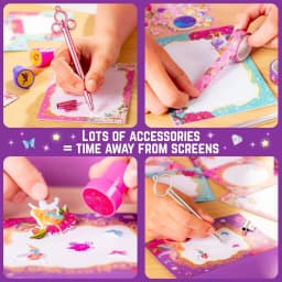 GirlZone Fairytale Writing Set, 45-Piece Fairy Stationery Kit with Paper Sheets, Cards, Stickers and Stampers in a Storybook Box, Magical Gift Idea - Thumbnail 6
