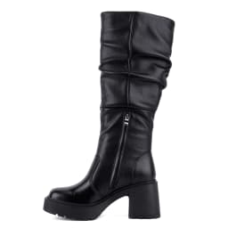 VBDB Platform Boots Campus Knee High Boots Women Side Zipper Chunky Tall Boots Block Heel Square Toe Long Leather Booties - Thumbnail 6