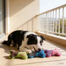 Plush Squeaky Bone Dog Toy with Corn Fiber Edge, Durable Chew Toy for Relaxation, Interactive Boredom Relief Companion(Green) - Thumbnail 6
