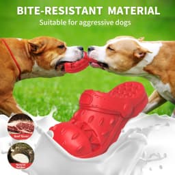 PcEoTllar Dog Toys for Aggressive Chewers Large Breed, Slipper Shape Squeaky Dog Chew Toys for Aggressive Chewers Puppies Medium Large Dogs, Red - Thumbnail 3