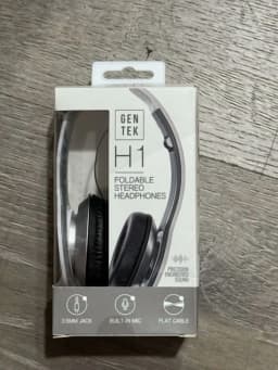 RHEA- Gentek H1 Foldable Stereo Headphones With Built In Mic. White - Thumbnail 1