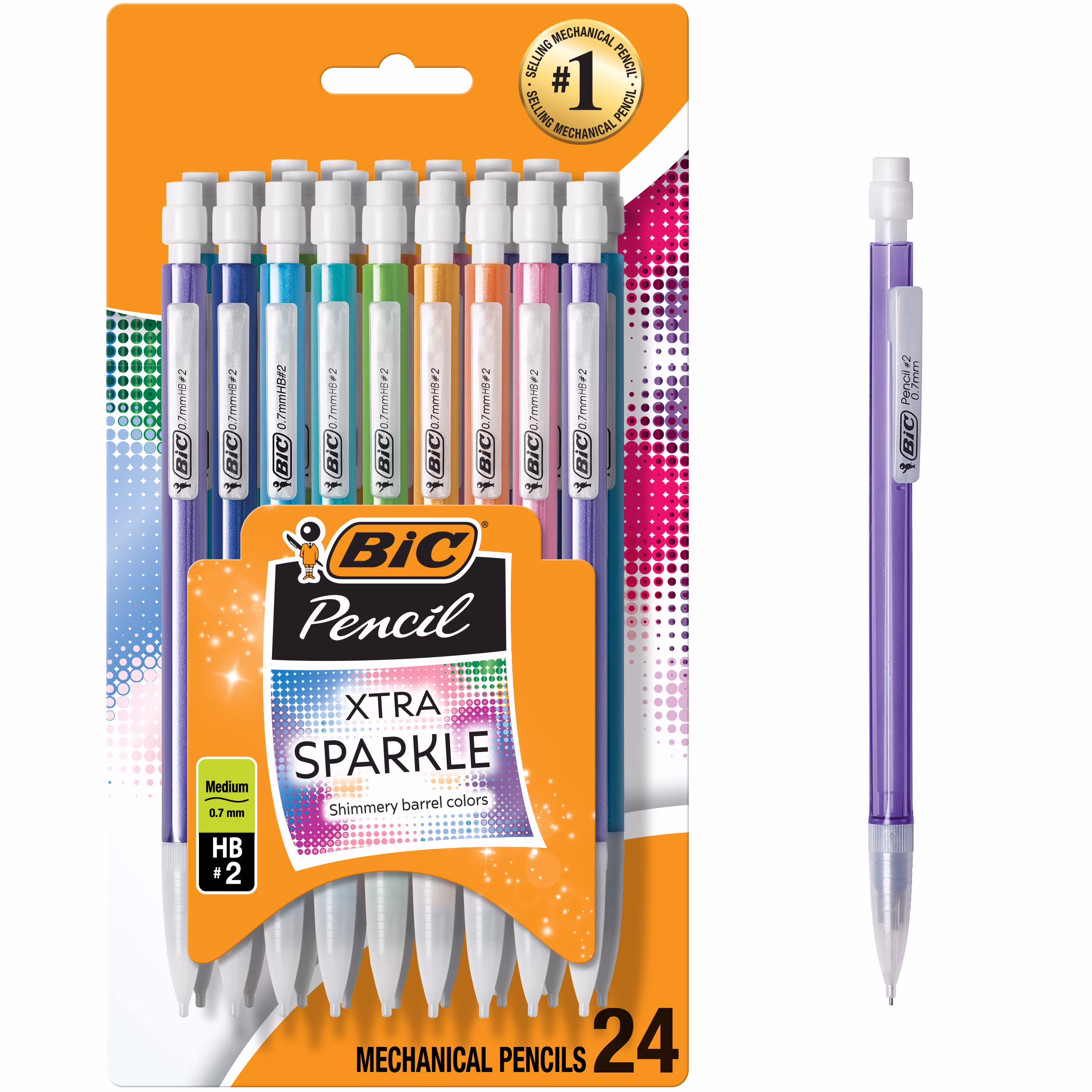 BIC Xtra Sparkle Mechanical Pencils, No. 2, Back to School Supplies, 0.7 mm, 24-Count (Barrel Colors May Vary) - Thumbnail 1